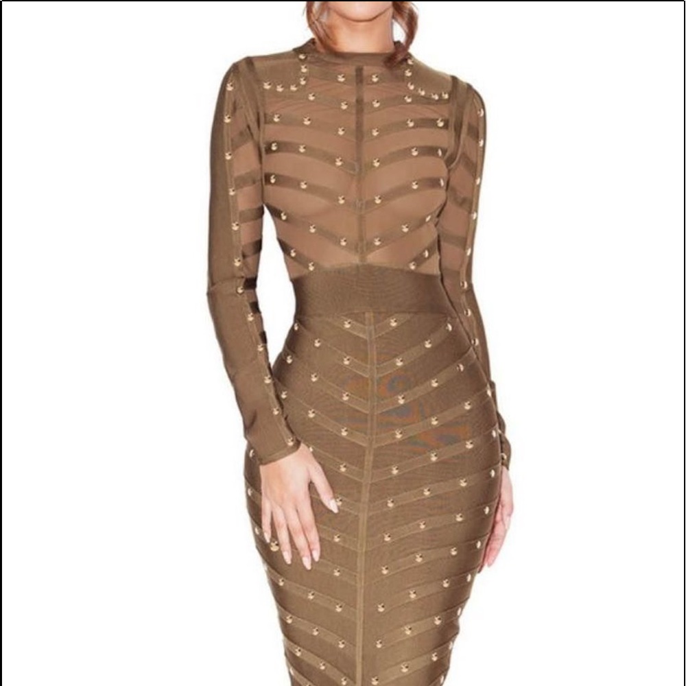 Kaori khaki studded with mesh from house of CB.